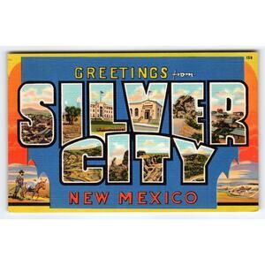 Vintage Greetings from Silver City New Mexico Linen Postcard